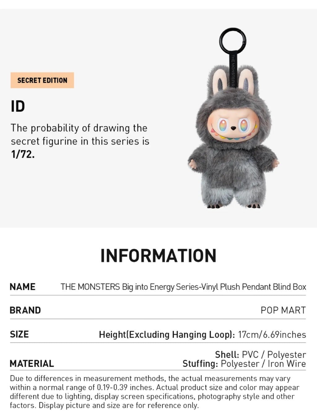 THE MONSTERS Big Into Energy - LABUBU v3 Plush Pendant