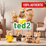 POPMART Ted2 Teddy Bear Action Plush Pendant Bagcharm Keychain Party Raincoat Bow tie vest necktie